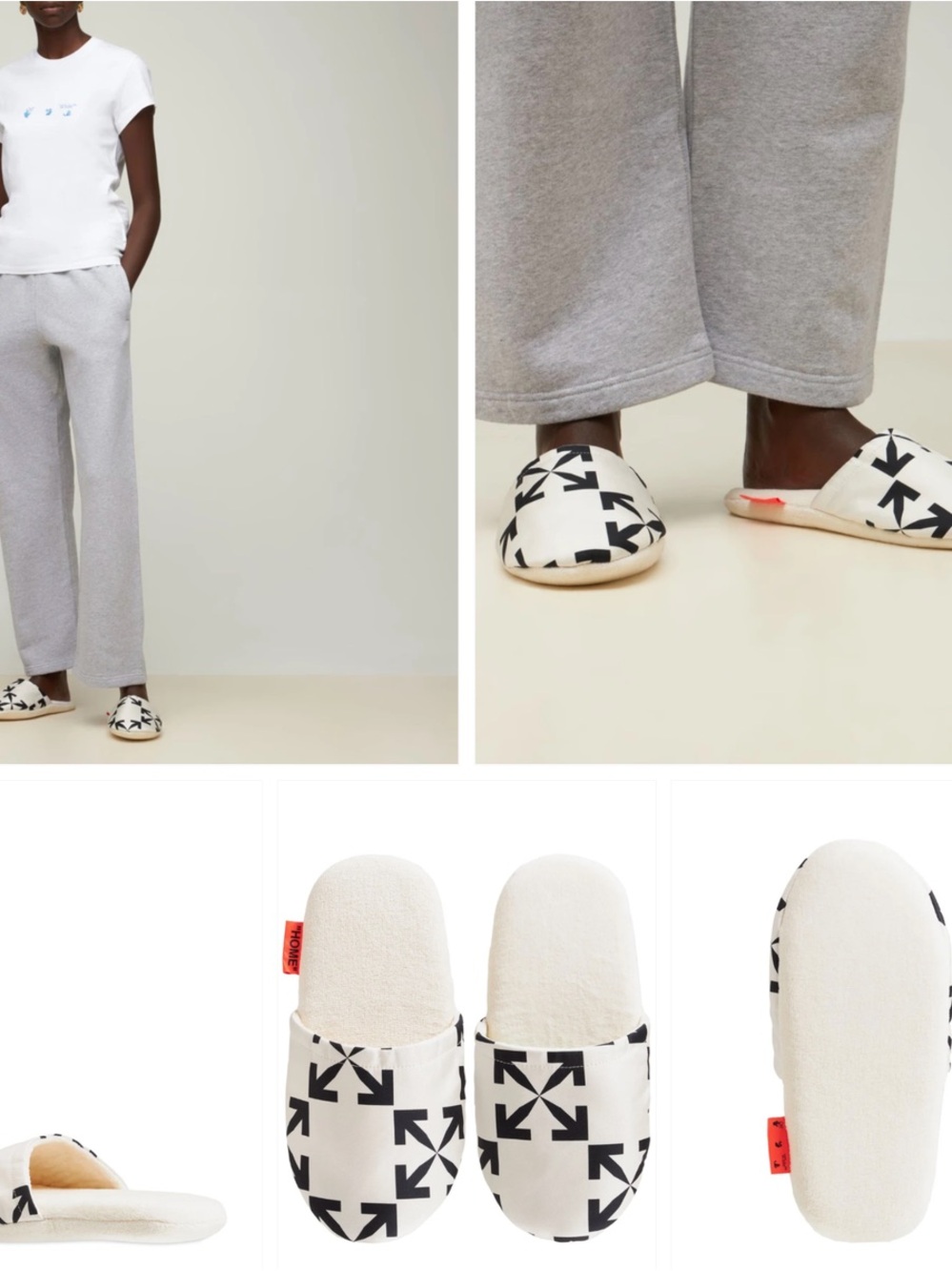 OFF-WHITE White and Black Logo Slippers NWT